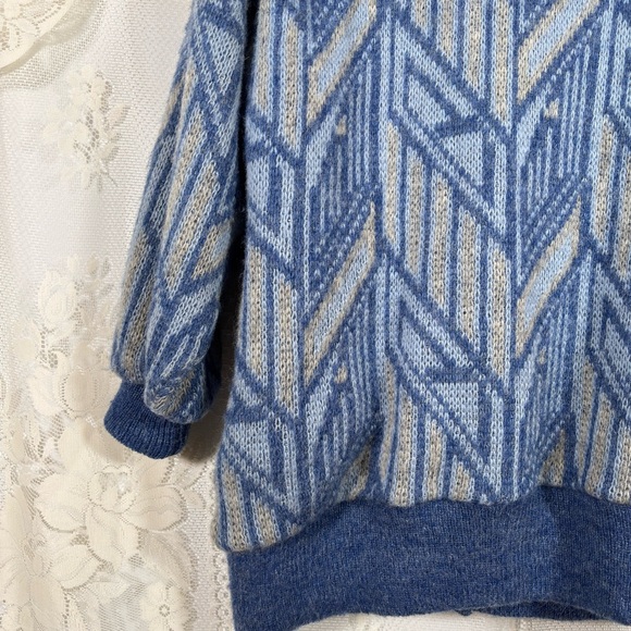 Vintage Wool Jacket Coat Blue Scandinavian Eclectic Size Medium Large - Picture 10 of 13